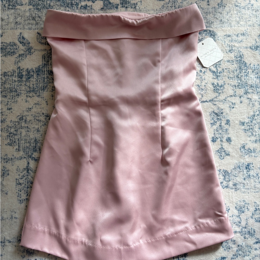 Altar’d State Pink Satin Mini Dress Romper